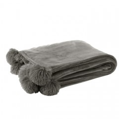 G MAMA BLANKET WITH POMPOM POLY LIGHT GREY 